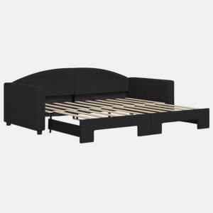 Sofá-cama, Sofá conversível com gavetão 90x190 cm tecido preto