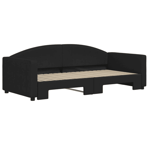 Sofá-cama, Sofá conversível com gavetão 90x190 cm tecido preto