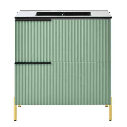 Móvel de casa de banho com 1 lavatório - com gavetas, MDF, organizador, cerâmica - Verde