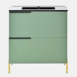 Móvel de casa de banho com 1 lavatório - com gavetas, MDF, organizador, cerâmica - Verde