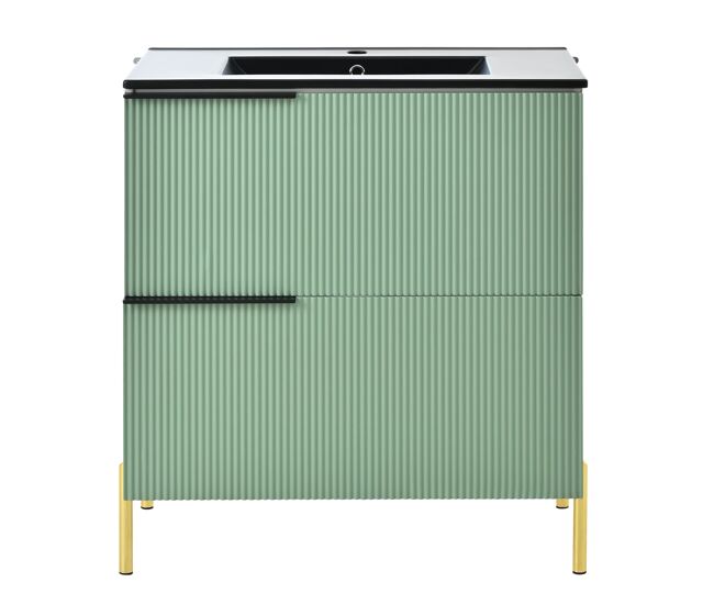 Mueble lavabo baño 1 seno - con cajones, mdf, organizador, cerámica - verde