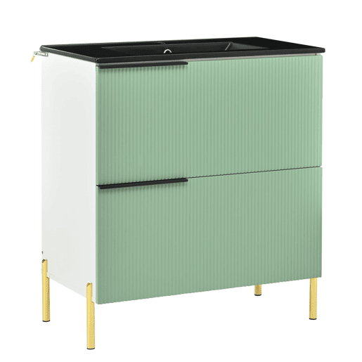 Móvel de casa de banho com 1 lavatório - com gavetas, MDF, organizador, cerâmica - Verde