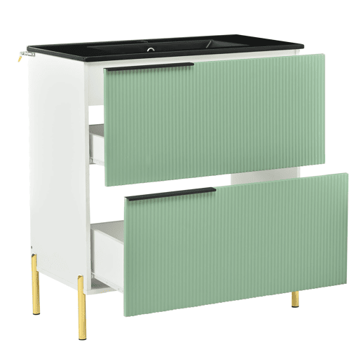 Móvel de casa de banho com 1 lavatório - com gavetas, MDF, organizador, cerâmica - Verde