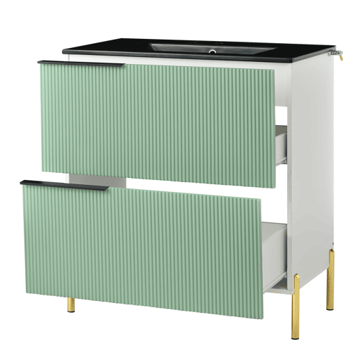 Móvel de casa de banho com 1 lavatório - com gavetas, MDF, organizador, cerâmica - Verde