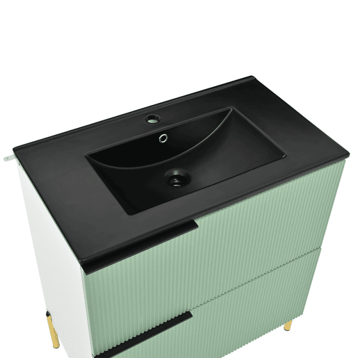 Móvel de casa de banho com 1 lavatório - com gavetas, MDF, organizador, cerâmica - Verde