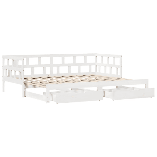 Sofá-cama, Sofá conversível com gavetão e gavetas sem colchão 80x200 cm branco