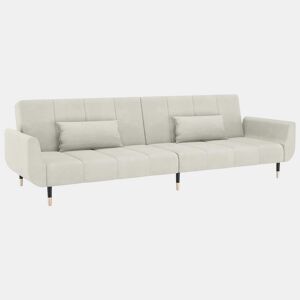 Sofá-cama, Sofá conversível 2 lugares com duas almofadas veludo cor creme