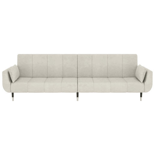 Sofá-cama, Sofá conversível 2 lugares com duas almofadas veludo cor creme