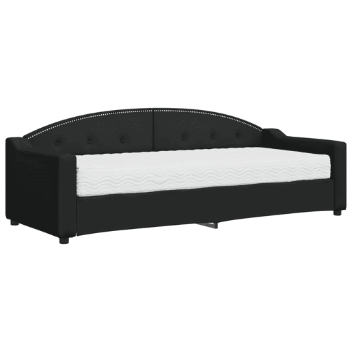 Sofá-cama, Sofá conversível com colchão 80x200 cm tecido preto Sofá-cama, Sofá conversível com colchão 80x200 cm tecido preto