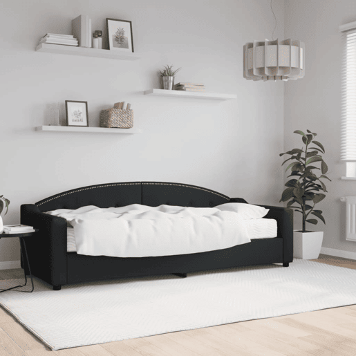 Sofá-cama, Sofá conversível com colchão 80x200 cm tecido preto Sofá-cama, Sofá conversível com colchão 80x200 cm tecido preto