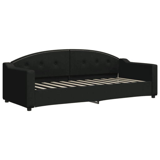 Sofá-cama, Sofá conversível com colchão 80x200 cm tecido preto Sofá-cama, Sofá conversível com colchão 80x200 cm tecido preto