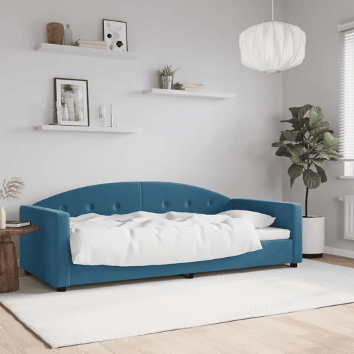 Sofá-cama, Sofá conversível 90x200 cm veludo azul Sofá-cama, Sofá conversível 90x200 cm veludo azul