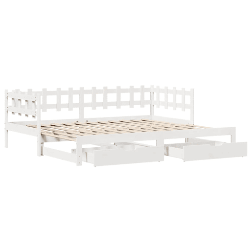 Sofá-cama, Sofá conversível com gavetão e gavetas sem colchão 80x200 cm branco