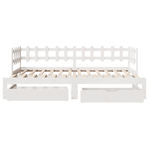 Sofá-cama, Sofá conversível com gavetão e gavetas sem colchão 80x200 cm branco