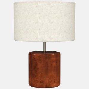HOMCOM Candeeiro de Mesa Rústico Candeeiro de Mesa de Cabeceira com Base de Madeira Ecrã de Linho Interruptor Basculante para Quarto Sala E27 40W Ø20x27 cm Madeira e Bege
