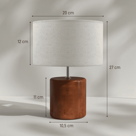 HOMCOM Candeeiro de Mesa Rústico Candeeiro de Mesa de Cabeceira com Base de Madeira Ecrã de Linho Interruptor Basculante para Quarto Sala E27 40W Ø20x27 cm Madeira e Bege