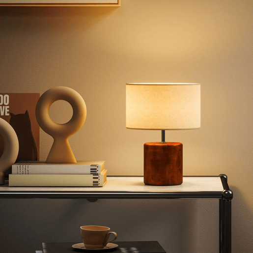 HOMCOM Candeeiro de Mesa Rústico Candeeiro de Mesa de Cabeceira com Base de Madeira Ecrã de Linho Interruptor Basculante para Quarto Sala E27 40W Ø20x27 cm Madeira e Bege