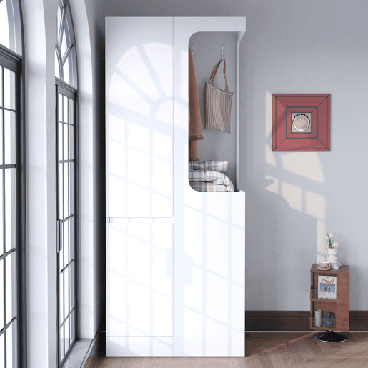Armário 70x40x170 cm - com gavetas e compartimentos, área aberta para roupas, 1 porta - Branco Armário 70x40x170 cm - com gavetas e compartimentos, área aberta para roupas, 1 porta - Branco