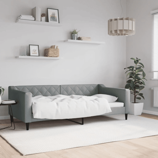 Sofá-cama, Sofá conversível 90x190 cm tecido cinzento-claro Sofá-cama, Sofá conversível 90x190 cm tecido cinzento-claro