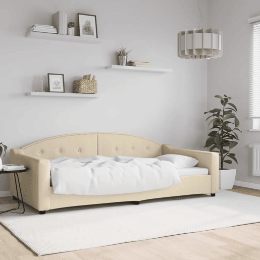 Sofá-cama, Sofá conversível 100x200 cm tecido cor creme Sofá-cama, Sofá conversível 100x200 cm tecido cor creme
