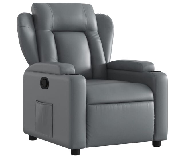Sillón reclinable - sillón relax de cuero sintético gris