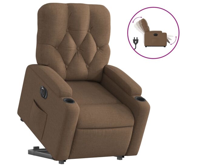Sillón eléctrico reclinable elevable - sillón relax de tela marrón