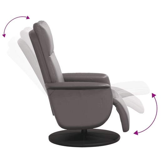 Cadeira reclinável - Poltrona relax com apoio de pés couro artificial cinzento Cadeira reclinável - Poltrona relax com apoio de pés couro artificial cinzento