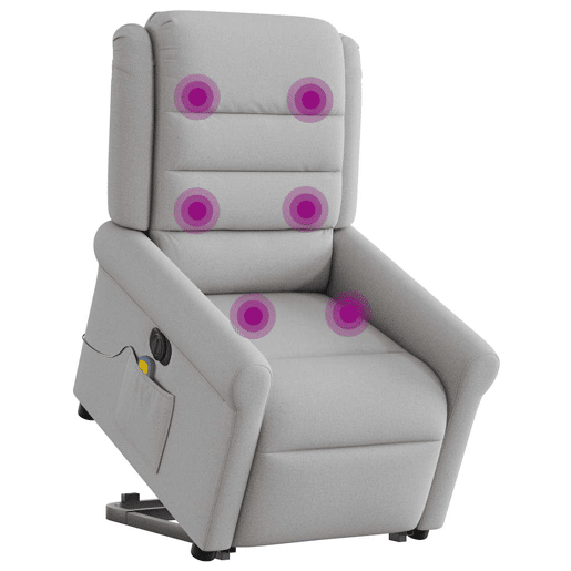 Poltrona elétrica elevatória massagens - Poltrona relax tecido cinzento-nublado Poltrona elétrica elevatória massagens - Poltrona relax tecido cinzento-nublado