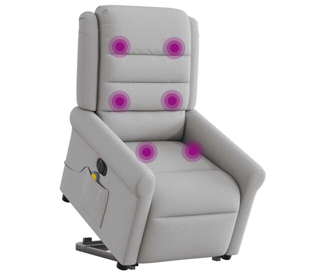 Sillón de masaje eléctrico reclinable - sillón relax elevable tela gris nube