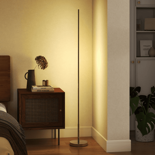 HOMCOM Candeeiro de Pé Moderno Candeeiro de Pé Sala de Estar com Brilho e Temperaturas de Cor Ajustáveis 3000K-6000K Controlo Remoto Temporizador para Quarto Escritório Decoração Ø20x150 cm Prata