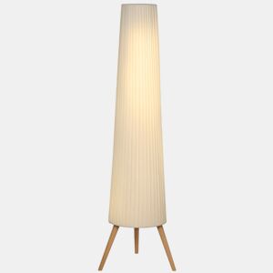 HOMCOM Candeeiro de Pé com Tripé Brilho Ajustável 3 Níveis Candeeiro de Pé de Sala Nórdica com Interruptor de Pé Pernas de Madeira e Ecrã de Tecido para Quarto, Escritório Decoração 46x46x153 cm Branco