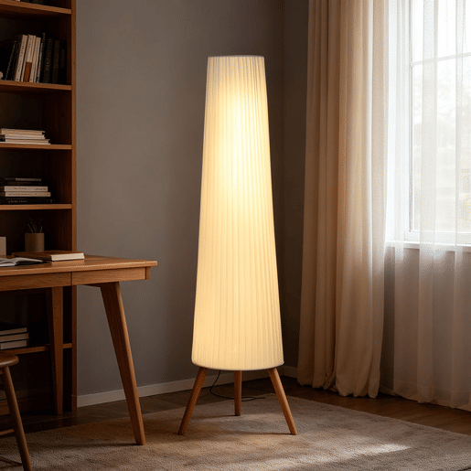 HOMCOM Candeeiro de Pé com Tripé Brilho Ajustável 3 Níveis Candeeiro de Pé de Sala Nórdica com Interruptor de Pé Pernas de Madeira e Ecrã de Tecido para Quarto, Escritório Decoração 46x46x153 cm Branco