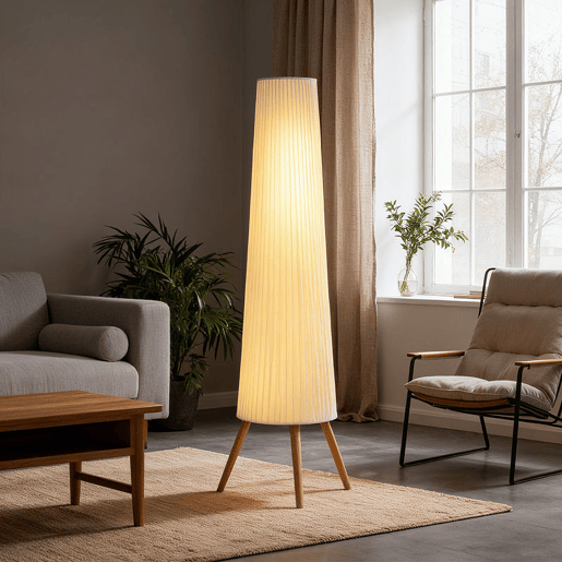 HOMCOM Candeeiro de Pé com Tripé Brilho Ajustável 3 Níveis Candeeiro de Pé de Sala Nórdica com Interruptor de Pé Pernas de Madeira e Ecrã de Tecido para Quarto, Escritório Decoração 46x46x153 cm Branco