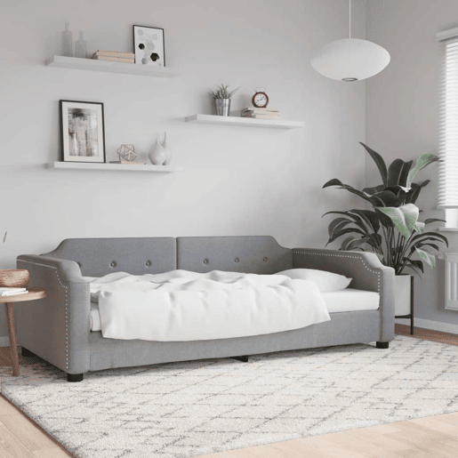 Sofá-cama, Sofá conversível 80x200 cm tecido cinzento-claro