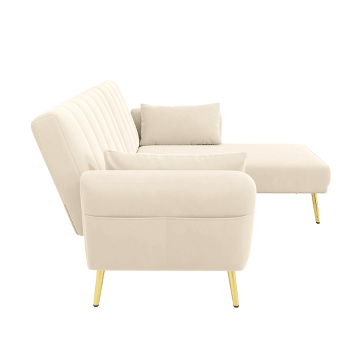 Sofá-cama moderno de 3 lugares - Sofá de canto com função de cama - Bege
