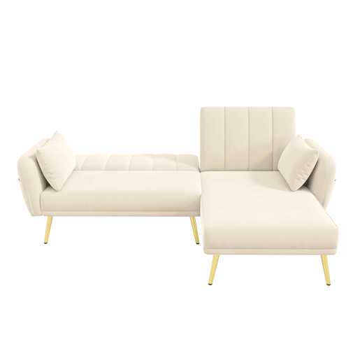 Sofá-cama moderno de 3 lugares - Sofá de canto com função de cama - Bege