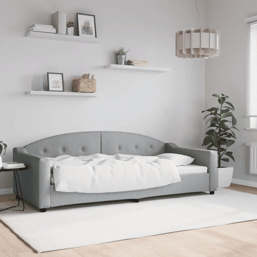 Sofá-cama, Sofá conversível 90x200 cm tecido cinzento-claro