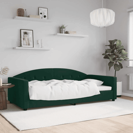 Sofá-cama, Sofá conversível 100x200 cm veludo verde-escuro Sofá-cama, Sofá conversível 100x200 cm veludo verde-escuro