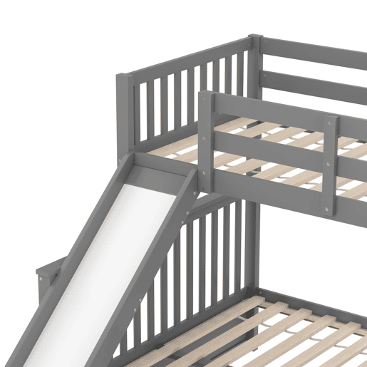 Cama beliche 90x200 - Com gavetas, arrumação e escorrega, multifuncional, cinzenta Cama beliche 90x200 - Com gavetas, arrumação e escorrega, multifuncional, cinzenta