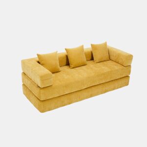 Sofá modular de 2 lugares - chenille supermacio, combinável com bolsos laterais - amarelo mostarda