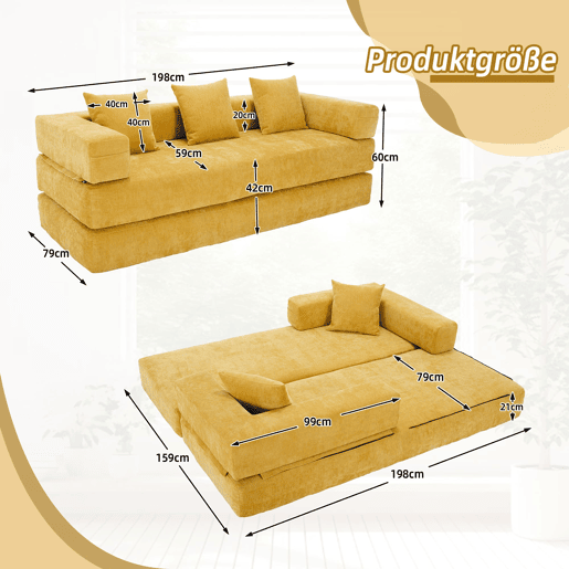 Sofá modular de 2 lugares - chenille supermacio, combinável com bolsos laterais - amarelo mostarda Sofá modular de 2 lugares - chenille supermacio, combinável com bolsos laterais - amarelo mostarda