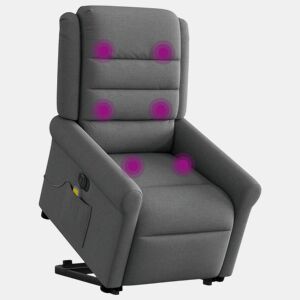 Poltrona elétrica elevatória massagens - Poltrona relax tecido cinzento-escuro