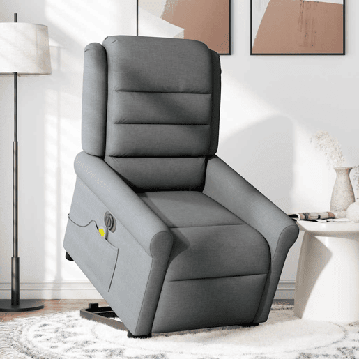 Poltrona elétrica elevatória massagens - Poltrona relax tecido cinzento-escuro