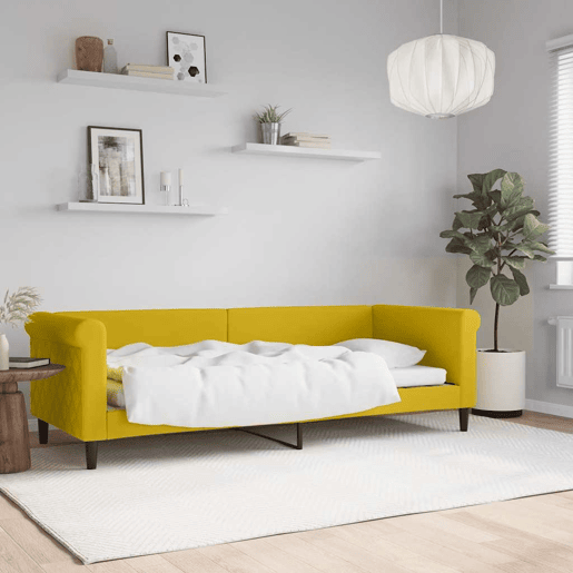 Sofá-cama, Sofá conversível 80x200 cm veludo amarelo