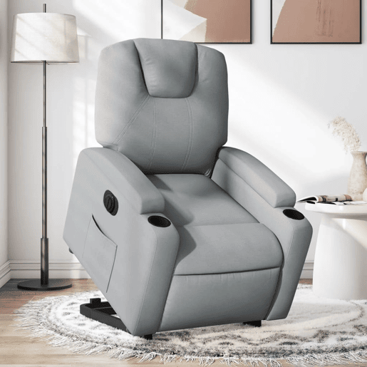 Poltrona reclinável - Poltrona relax elétrica tecido cinzento-claro