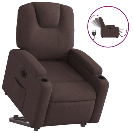 Poltrona reclinável - Poltrona relax elétrica tecido castanho-escuro