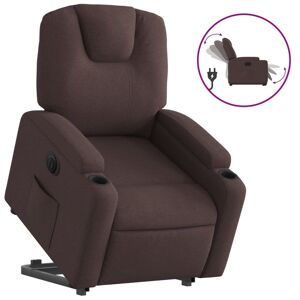 Poltrona reclinável - Poltrona relax elétrica tecido castanho-escuro