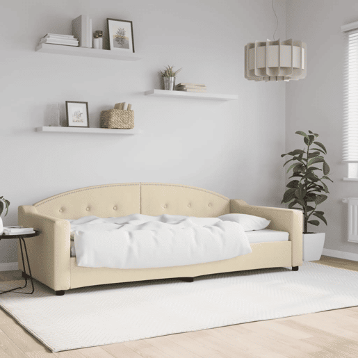 Sofá-cama, Sofá conversível 90x200 cm tecido cor creme Sofá-cama, Sofá conversível 90x200 cm tecido cor creme