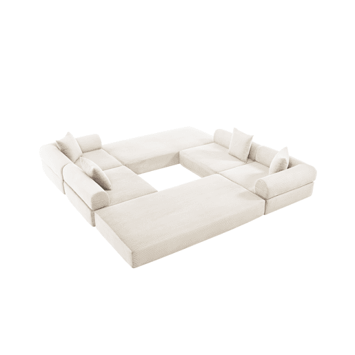 Sofá modular de 4 lugares - com arrumação, função modular, adequado para animais de estimação - Bege
