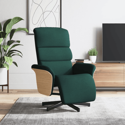 Cadeira reclinável - Poltrona relax com apoio de pés tecido tecido verde-escuro Cadeira reclinável - Poltrona relax com apoio de pés tecido tecido verde-escuro
